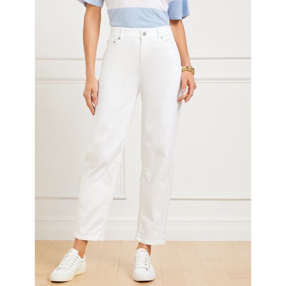 Talbots Relaxed Tapered Barrel Leg Jeans White Size 14P - Picture 2 of 11